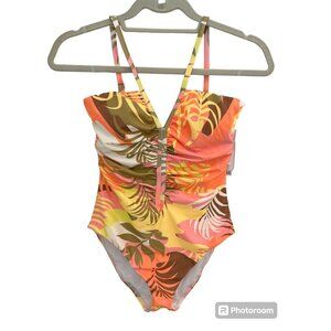 Sanctuary Swim Women's V Wire Over The Shoulder One Piece Swimsuit NWT